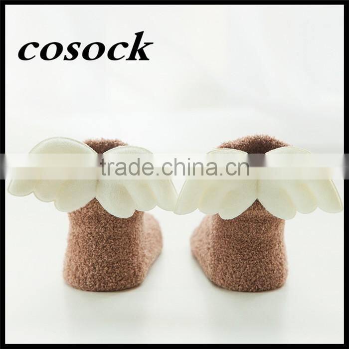 Rainbow color baby clothes little angel fuzzy non-slip socks for newborn infant