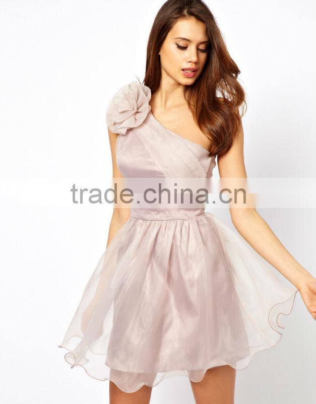 Evening Dress with Corsage Shoulder Detail