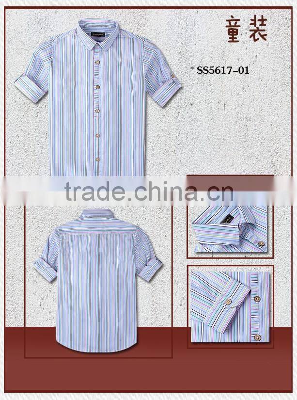 2017 latest stripe short sleeve kids shirts for boy