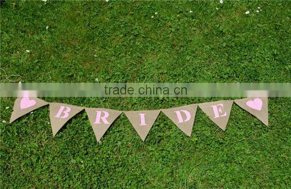 Pink Bride Hen Party Hessian Bunting