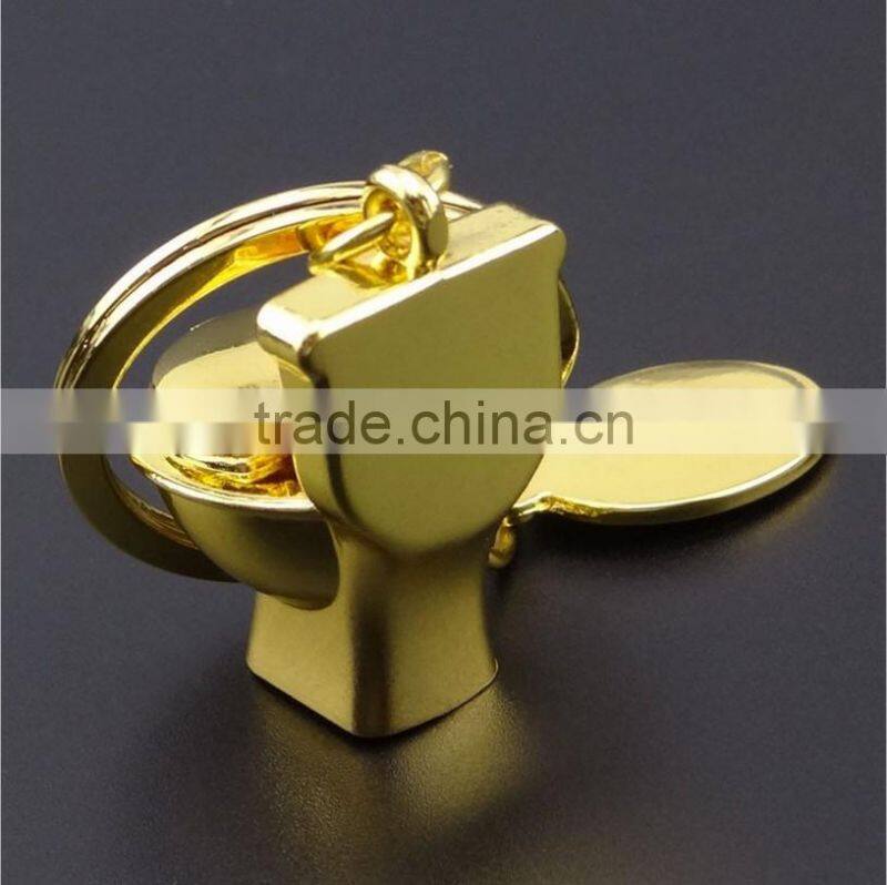 Top Quanlity Accessory Keyring Golden NEW Keyfob Funny 3D Toilet Keychain