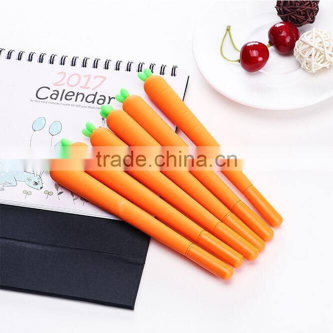 cute novel vegetable carrot shape promotional gel pen gift for schoold kids