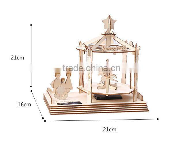 wooden children DIY puzzle toy handmade building block model educational diy solar puzzle toy for kids