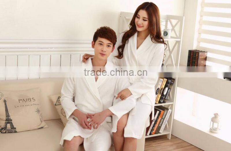 Chinese supplier 100% Cotton Super Soft White waffle heated Bathrobe for Hotel or Spa