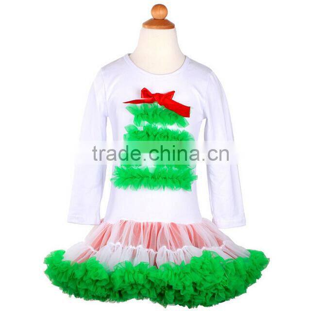 Best Selling High Qaulity Wholesale Kids Girls Christmas Pettiskirt Dress Long Sleeve Super Fluffy Birthday Dresses