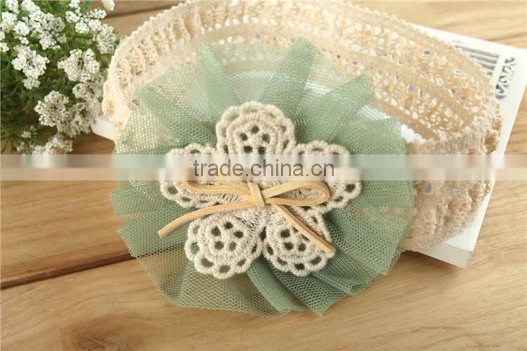 Lace Flower Turban Hairband For Baby Chic Head Wraps M7043001