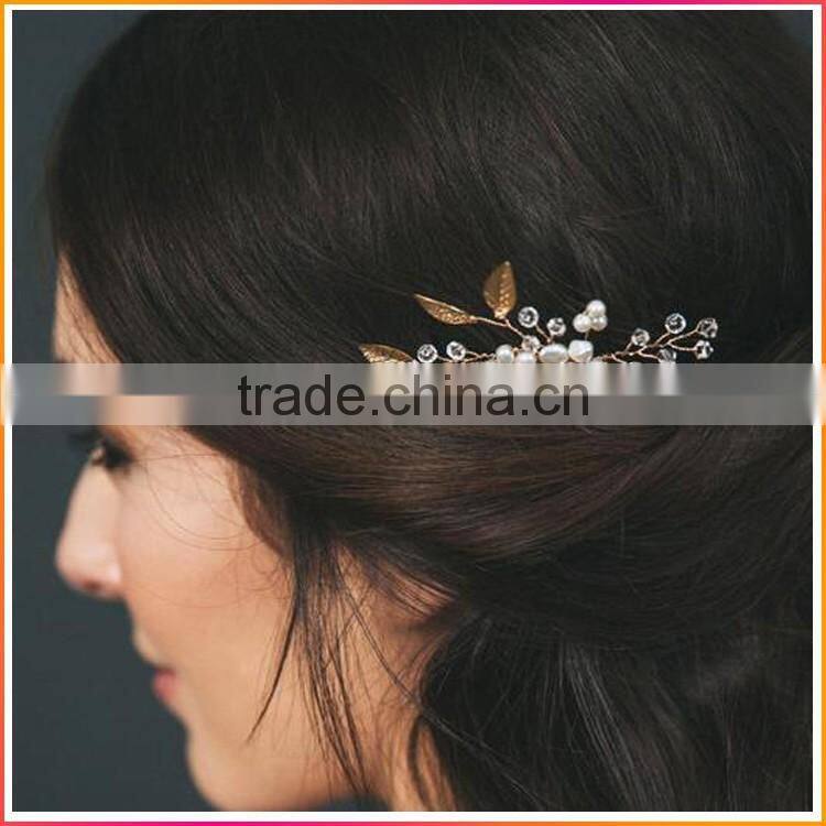 wholesale Fashion Gold Bridal Hair Flower Comb Pin