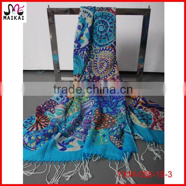 Fashionable new design circle printed wool scarf for women