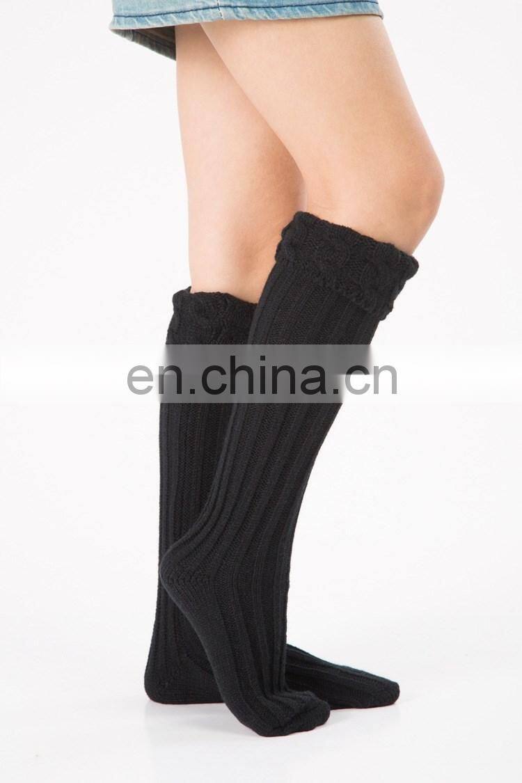 fashion floor socks with cable knit turnover ,knitted leg warmers women