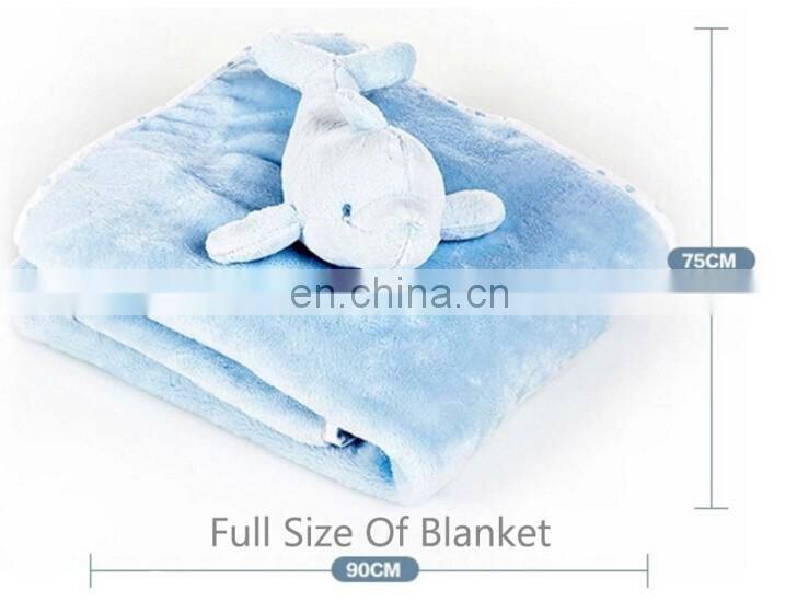 2017 fannel new design plush dolphin toy baby security blanket