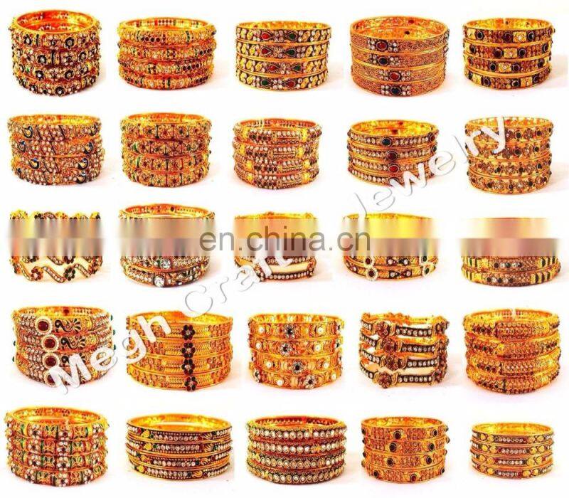Indian wedding wear metal bangles - Bollywood style metal kangan - Traditional metal bangle churi
