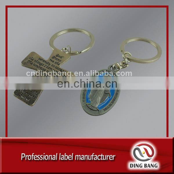 Popular OEM Promotion Souvenir Metal Plate Type And Color Filled Feature Square Shape Cheap Metal Custom Logo Keychain