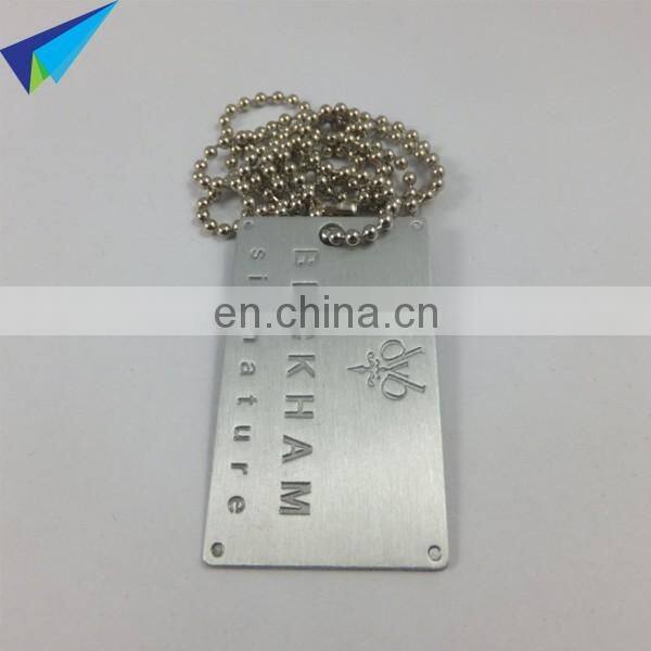 Aluminum red dog tag with engraved logo