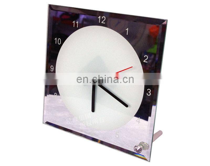 Glass Frame Clock with Stand blank sublimation glass photo frame with clock