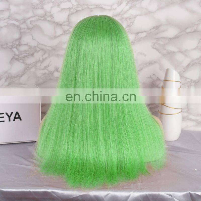 whosale price 2018 hot selling green color natural hairline full lace wig