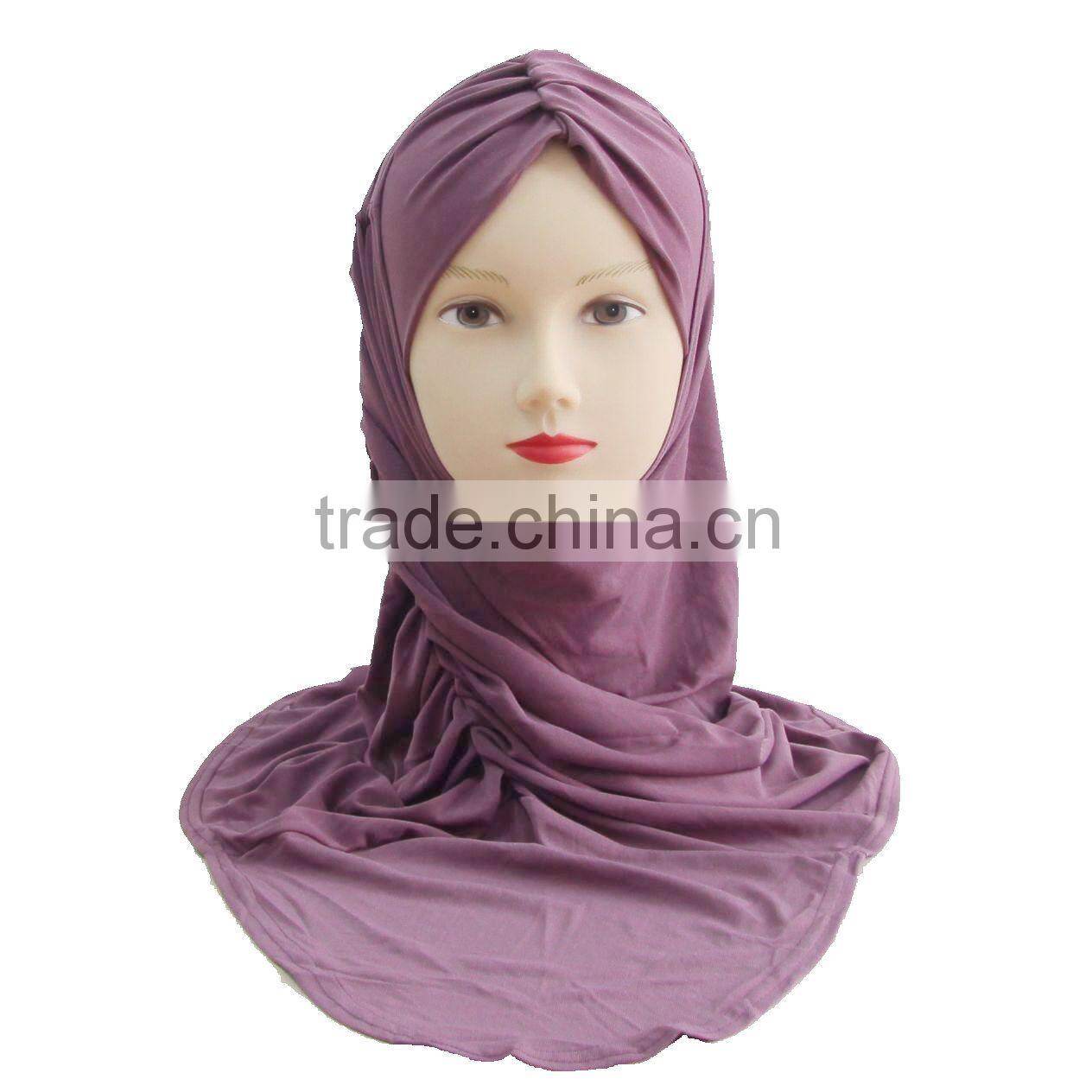 A239 Newest design solid color ruffle Lycra TWO Pieces HIJAB