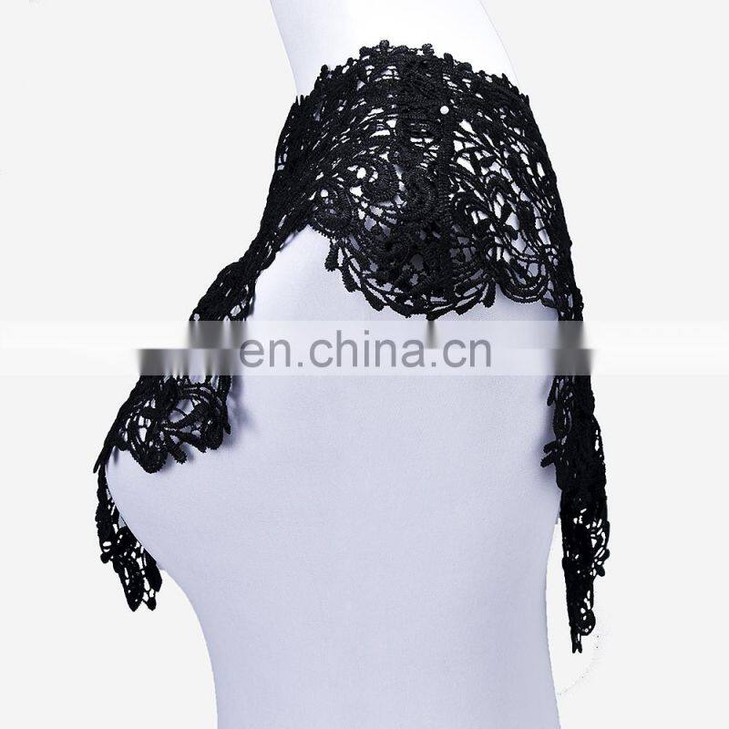 Embroidery Big Flowers Lace Neckline Fabric, DIY Collar Lace Fabrics for Sewing Supplies Crafts