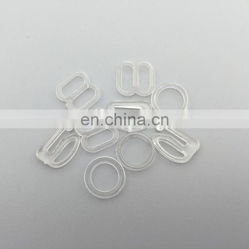 Transparent swimsuit strap adjuster plastic bra slides and bra hooks