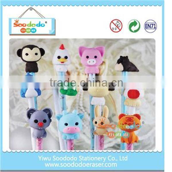 TPR wholesale pencil with flower shaped top eraser