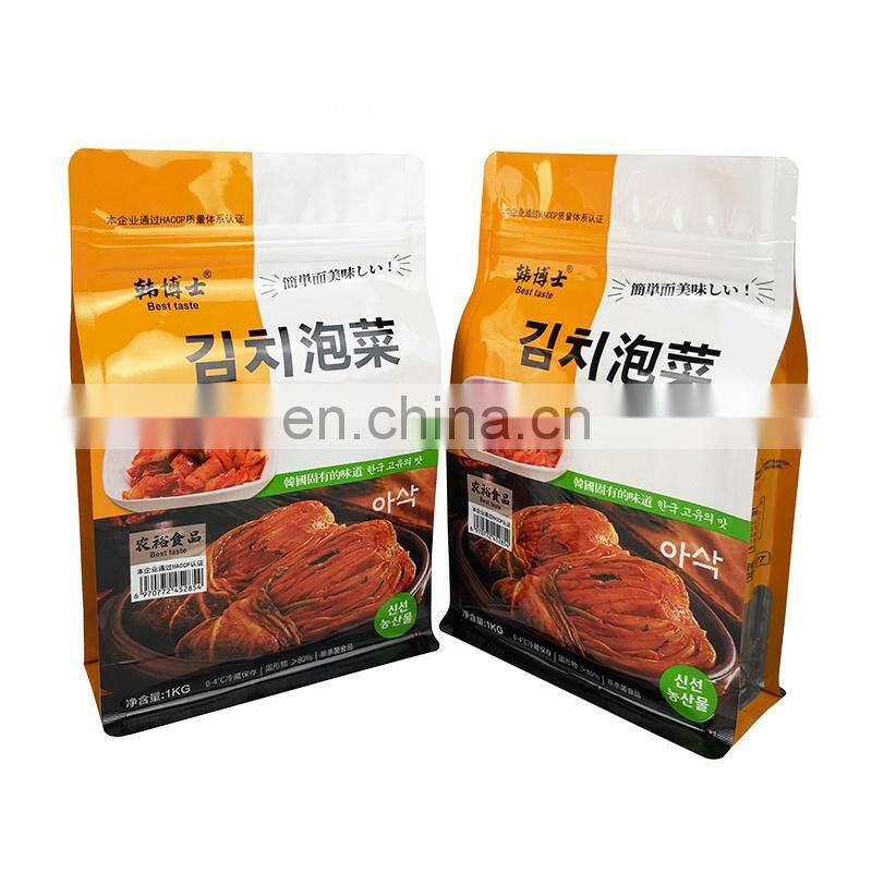 1kg kimchi aluminium foil packaging pouch ziplock bag food grade flat bottom plastic bag heat seal pickles packaging with window