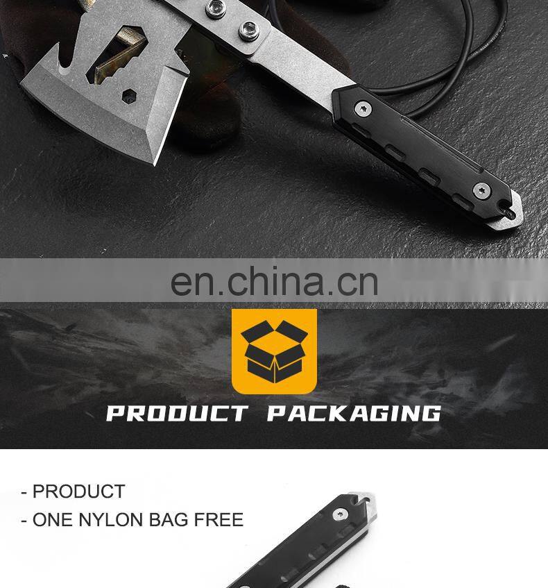 Field multi-tool axe knife high quality tactical axe solid wood handle with hexagonal hook rope factory direct sales