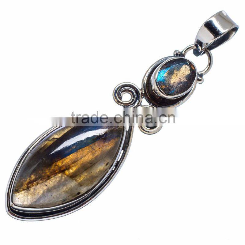 925 SOLID STERLING FINE SILVER LABRADORITE PENDANT
