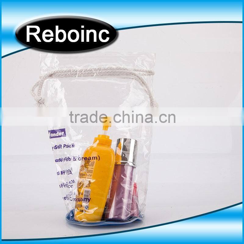 Clear PVC Drawstring Cosmetic Taking Bag XYL-D-C425 Top pvc drawstring bag with logo print