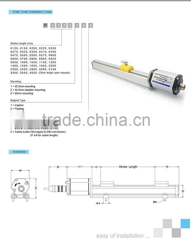 Non contact high accuracy machine equipment 0-10VHot Sale Long Linear Poteniometer Replacement Voltage Position Transducer