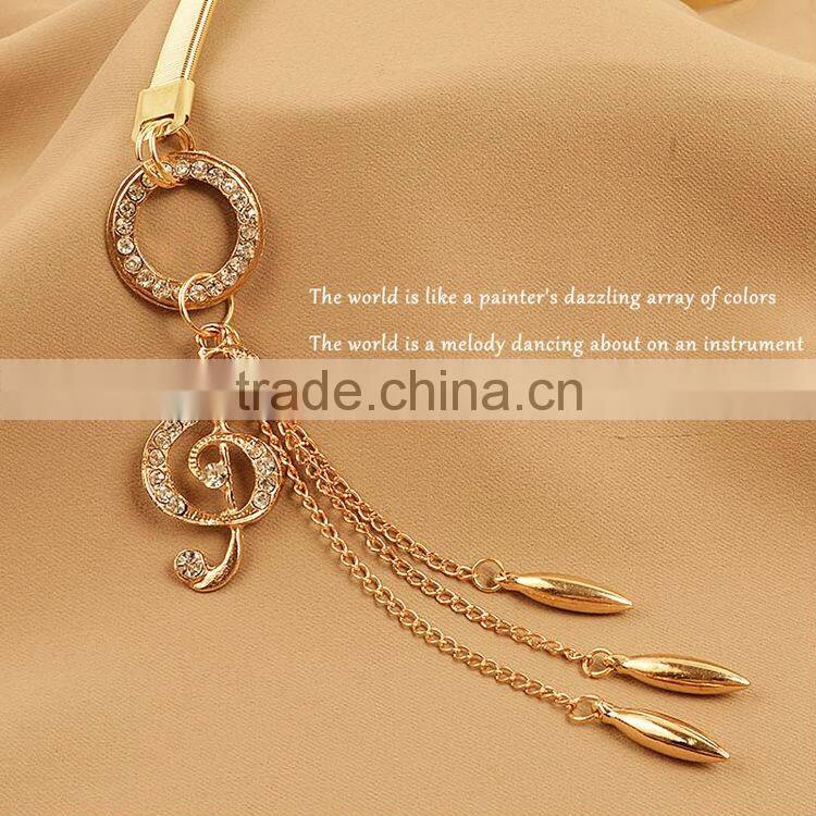 Wholesale womens music note sexy gold piercing waist chain bottom
