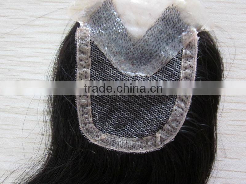 100% human hair silk PU base top lace front closure hair pieces