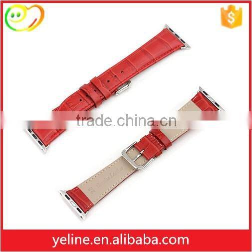 Wholesale Fashion Alligator Pattern leather watch strap with buckle for apple watch