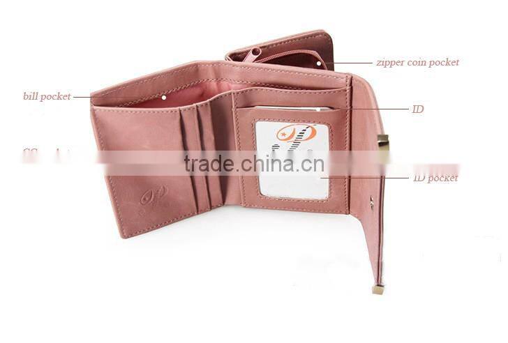 Vintage genuine leather short women wallet