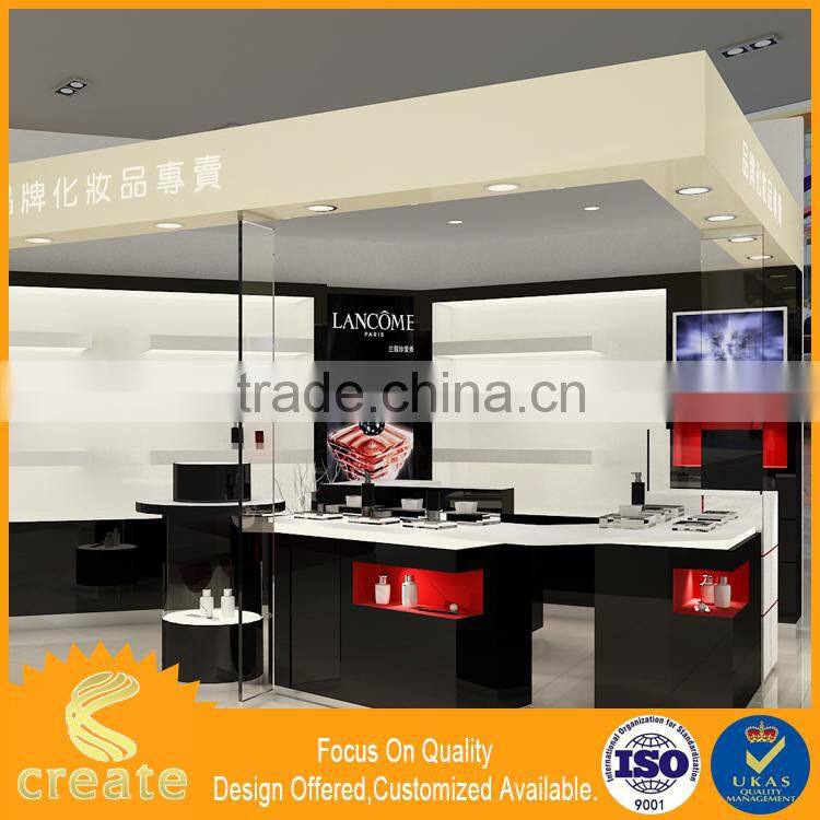 Modern wall mount glass cosmetic shop display counter design from Guangzhou China