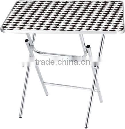 polished aluminum table