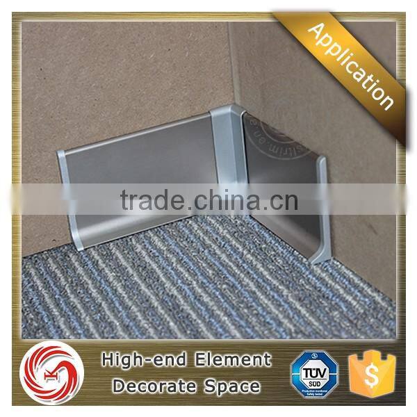 Hot selling anodized clip inner corner aluminium wall skirting board for bathroom