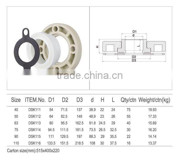 2014 flange set(PPR+PLASTIC PLATE+GASKET SEAL)
