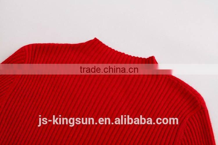 JS-11015B one slit pure color high neck latest design sweater women
