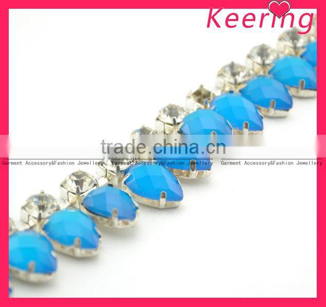 fashion blue crystal rhinestone chain WRC-086
