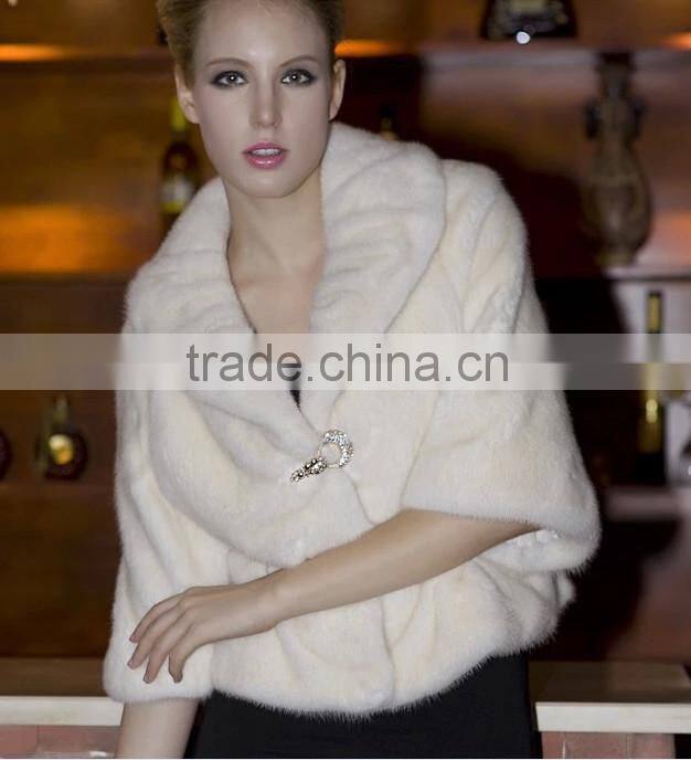 emk1438 small style white mink fur coat