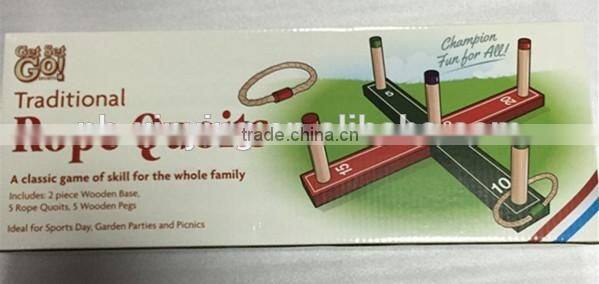 2016 New 5 Rope Quoits Wooden Ring Toss Game Colorful Toss Garden Game hot selling