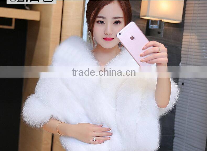 2016 Elegant beautiful cheap women real fox fur wedding shawl