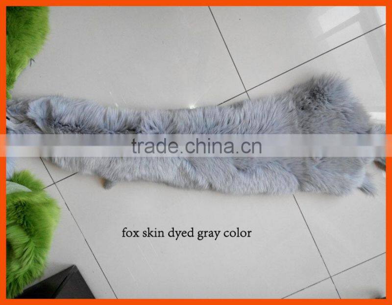 Fox fur skins dyed in different colors