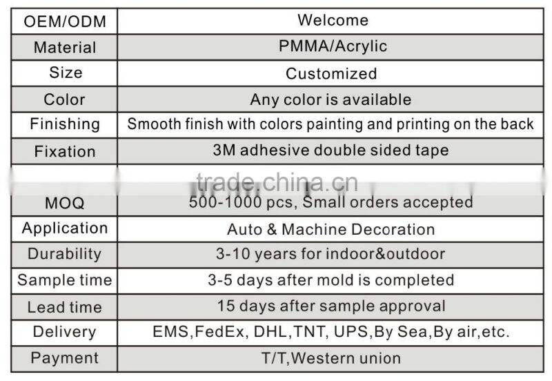 Customized 3D colorful plating adhesive round acrylic car grille badges car badge