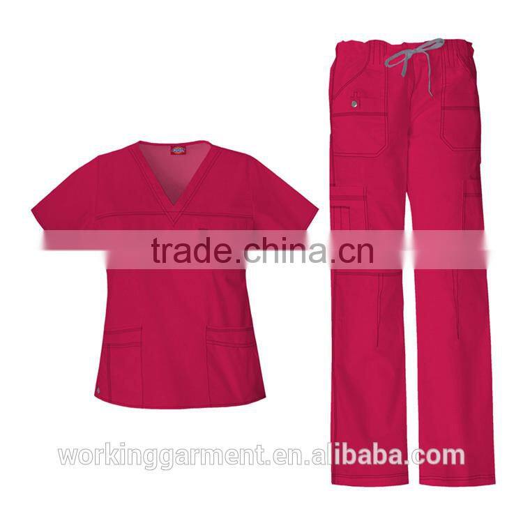 Wholesale OEM Hotsale Fashion Natural Uniforms Women's Junior Scrub Set/Nurse Uniform/Hospital Uniform