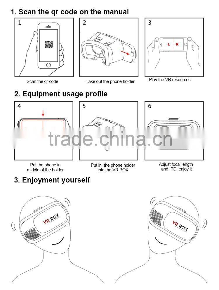 Hot selling High Quality Real Virtual Google Cardboard Virtual Reality 3D VR Box Glasses