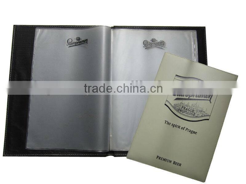 High Quality leather room service holder with ring bound