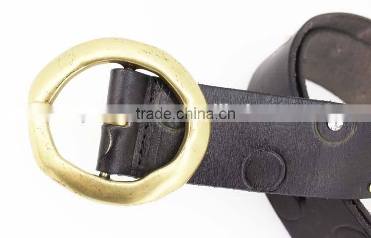 New designer genuine raw leather belt with shiny Rhinestone for jeans