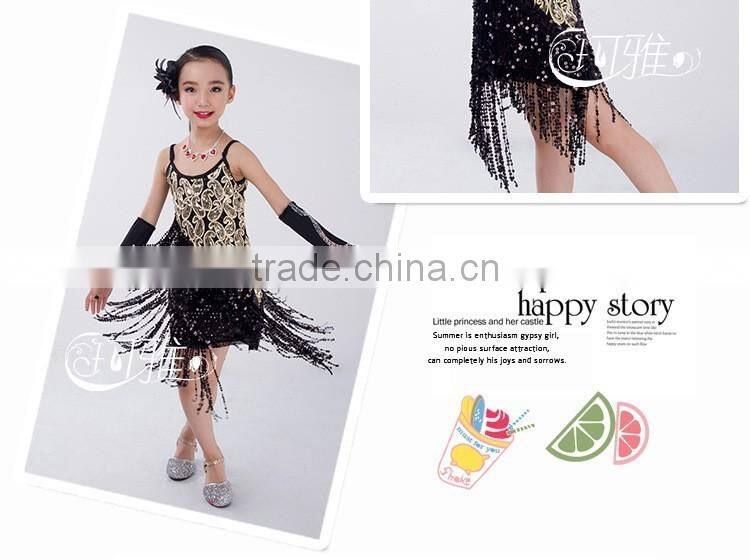 2016 High quality sexy latin dance dress children dancing performance costumes for firls