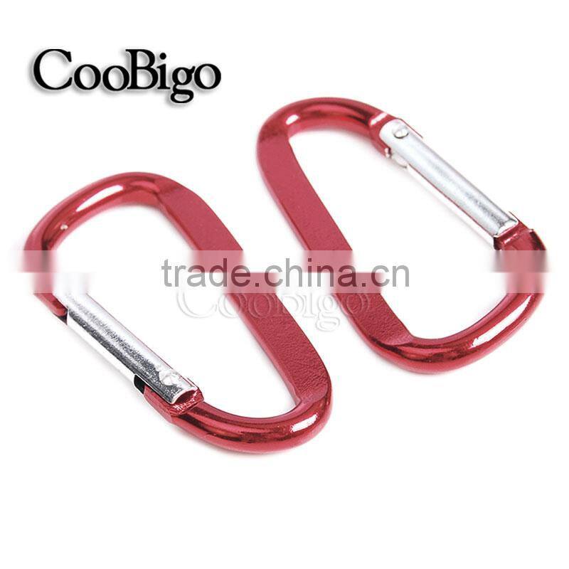 Multi-Color Aluminum Spring Flat Carabiner Snap Hook Hanger Keychain Hiking Camping #FLQ189-8C(Mix-s)