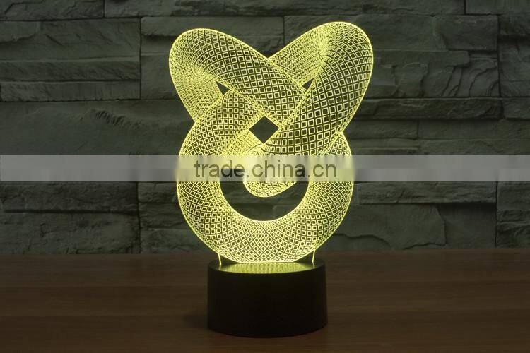 Mosunx Busines Night Light Optical 3D Chain Link Lighting Laser Cut Desk Lamp with USB port LED for children